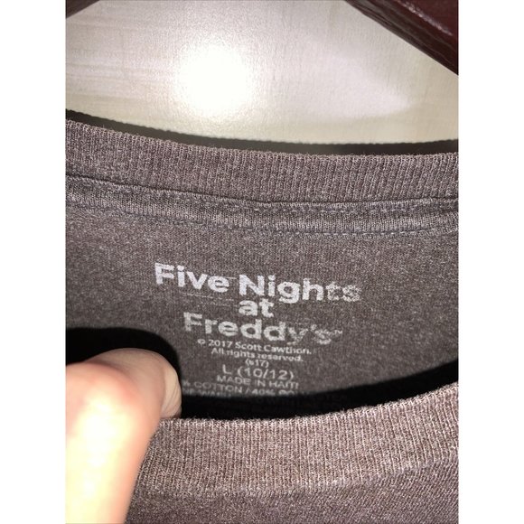 Five Nights At Freddy’s Distressed Graphic Brown T Shirt Boys Large 10/12-11852 - Picture 5 of 11